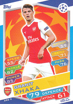 Granit Xhaka Arsenal 2016/17 Topps Match Attax CL #ARS09